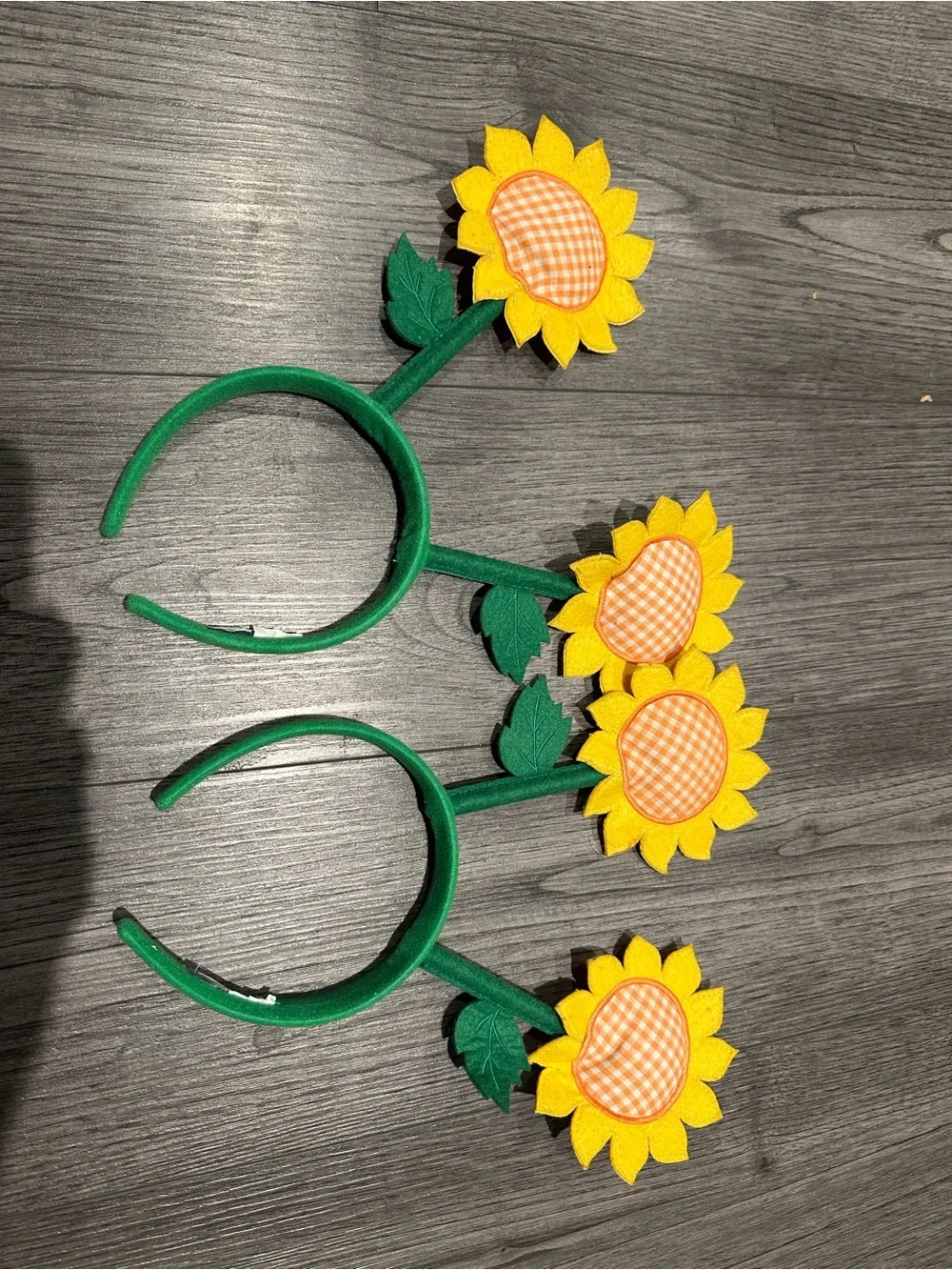 Old Navy Yellow Sunflower Kids Headband with Green Band